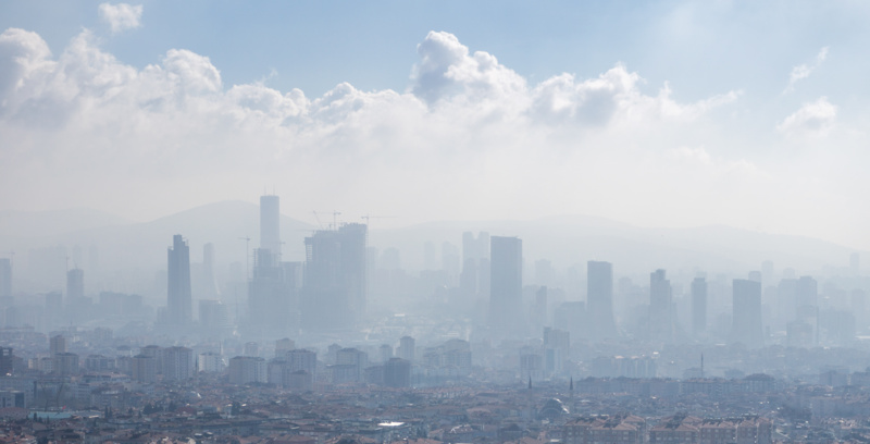 misty view of Ataşehir One of the districts with the most intense construction in Istanbul, there are financial city and high-rise housing projects under construction in the region. 2021